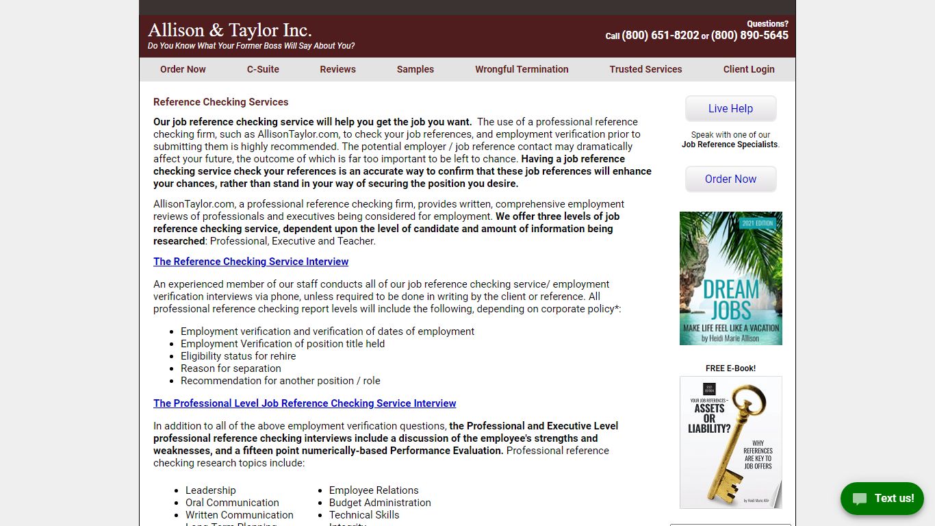 Reference Checking Services - Allison & Taylor