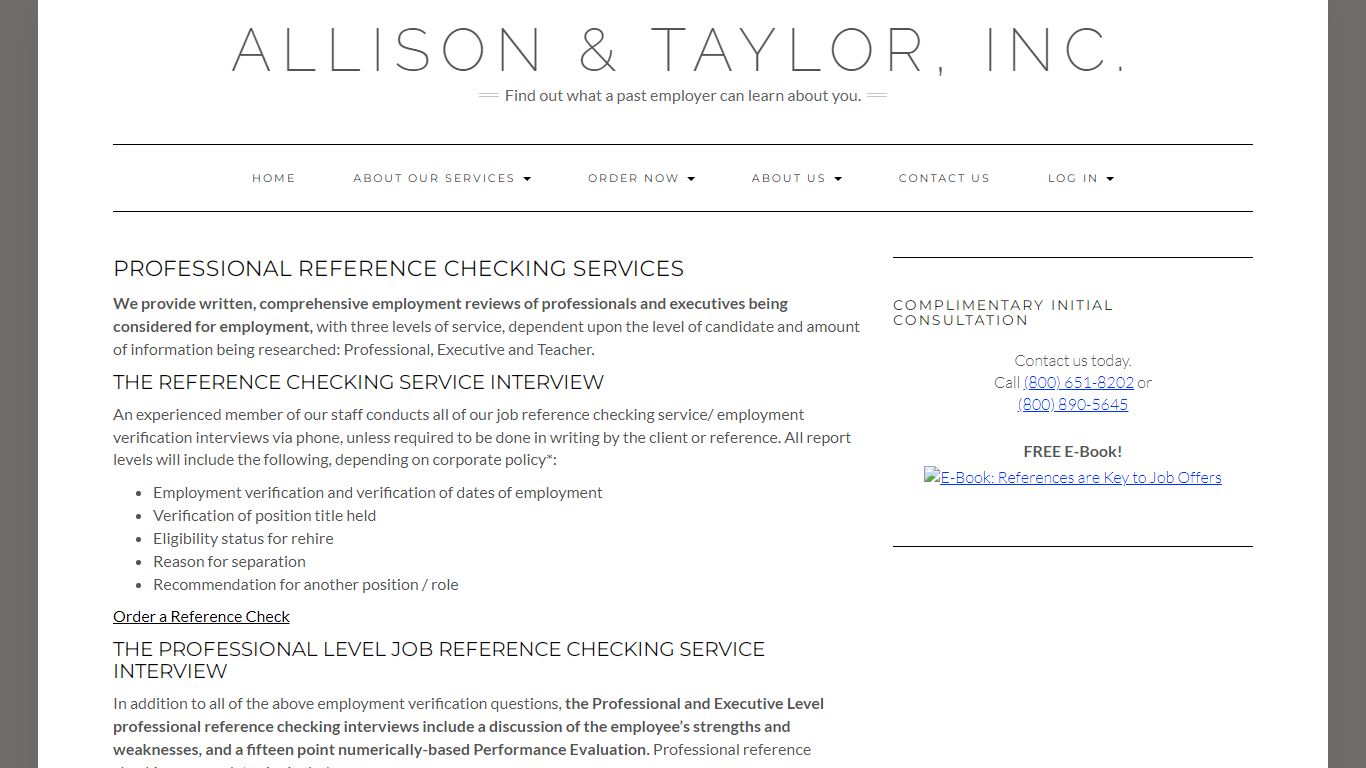 Reference Checking Services – Allison & Taylor, Inc.